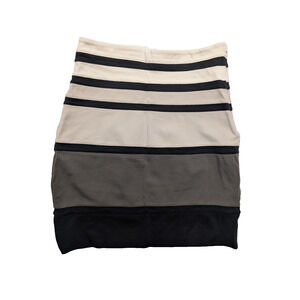 Express Bandage Mini Skirt - Sz 00 - Work to Happy Hour Black/Ivory/Grey Striped
